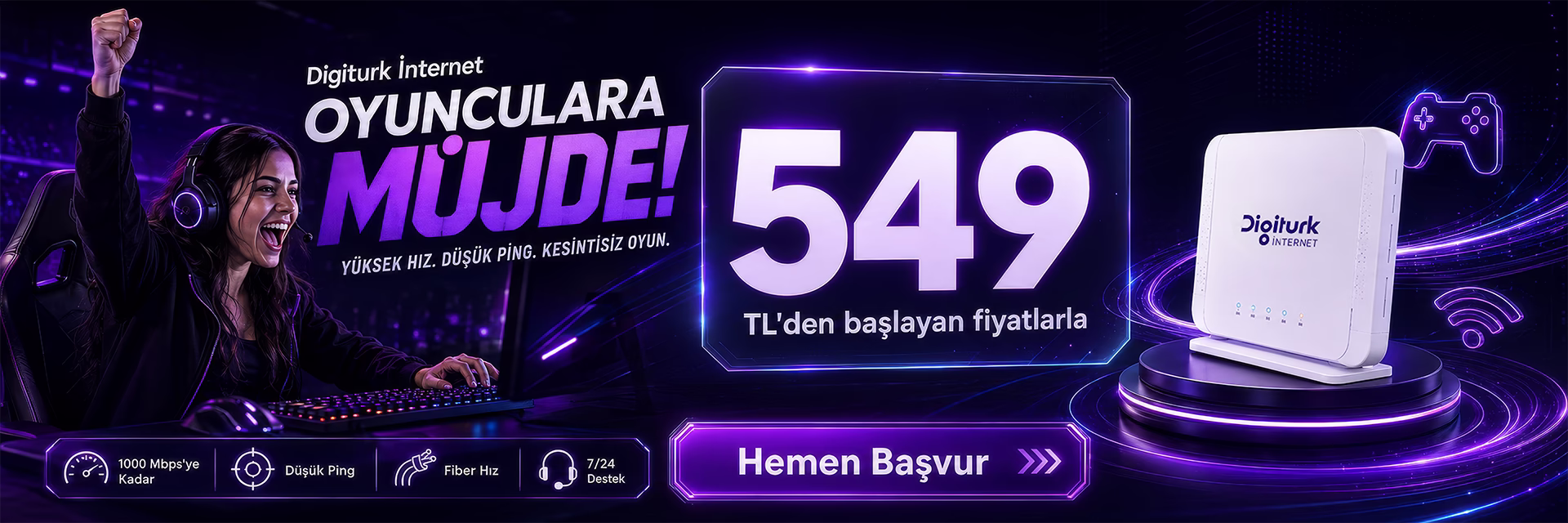 Oyunculara Müjde Digiturk İnternet 549₺ Slider Masaüstü Görseli